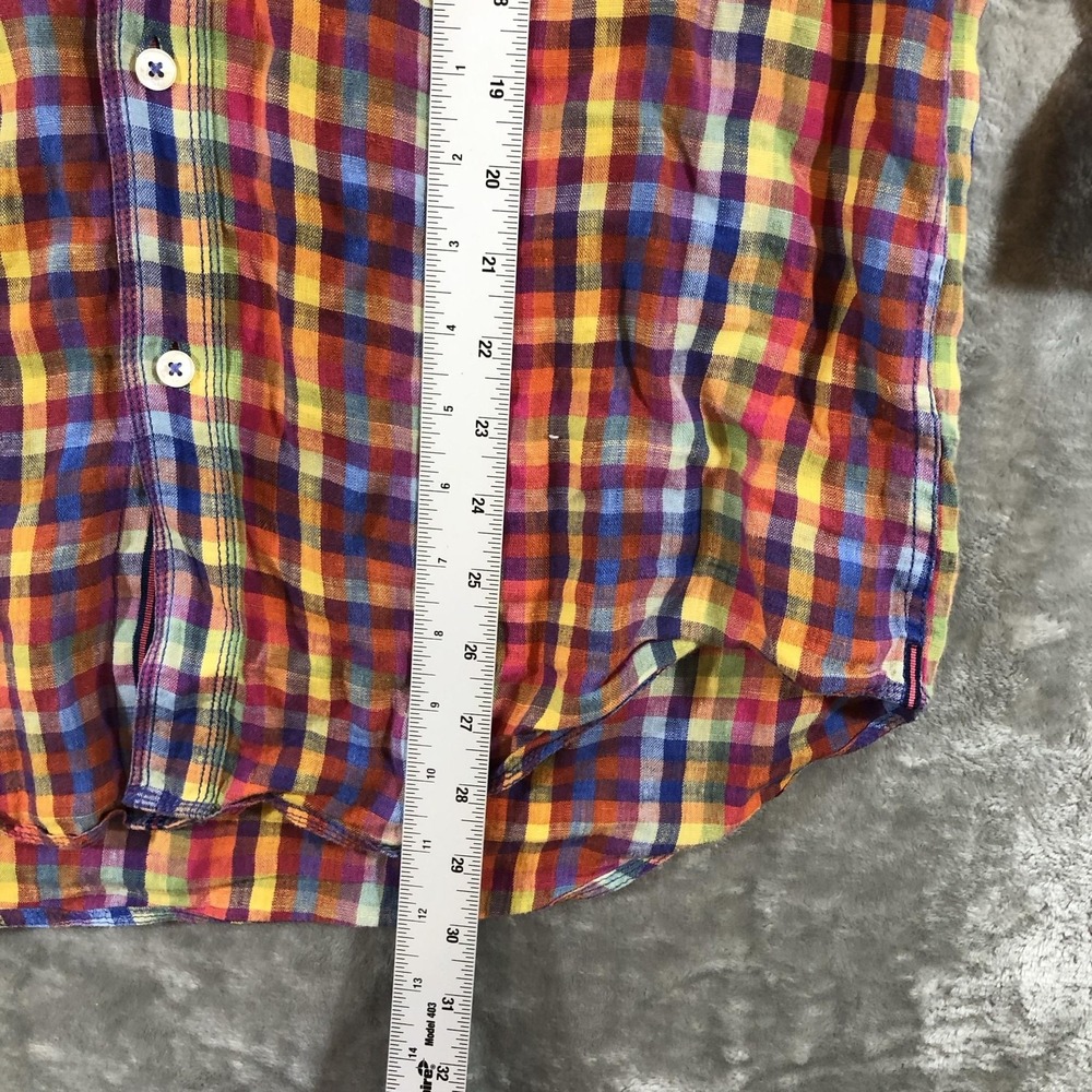 Bugatchi Uomo Shirt Mens Medium Multicolor Linen Long Sleeve Button Front - Picture 10 of 16